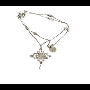 Donna Karen-Robert Lee Morris ox silver 1980 vintage station cross necklace 52"
